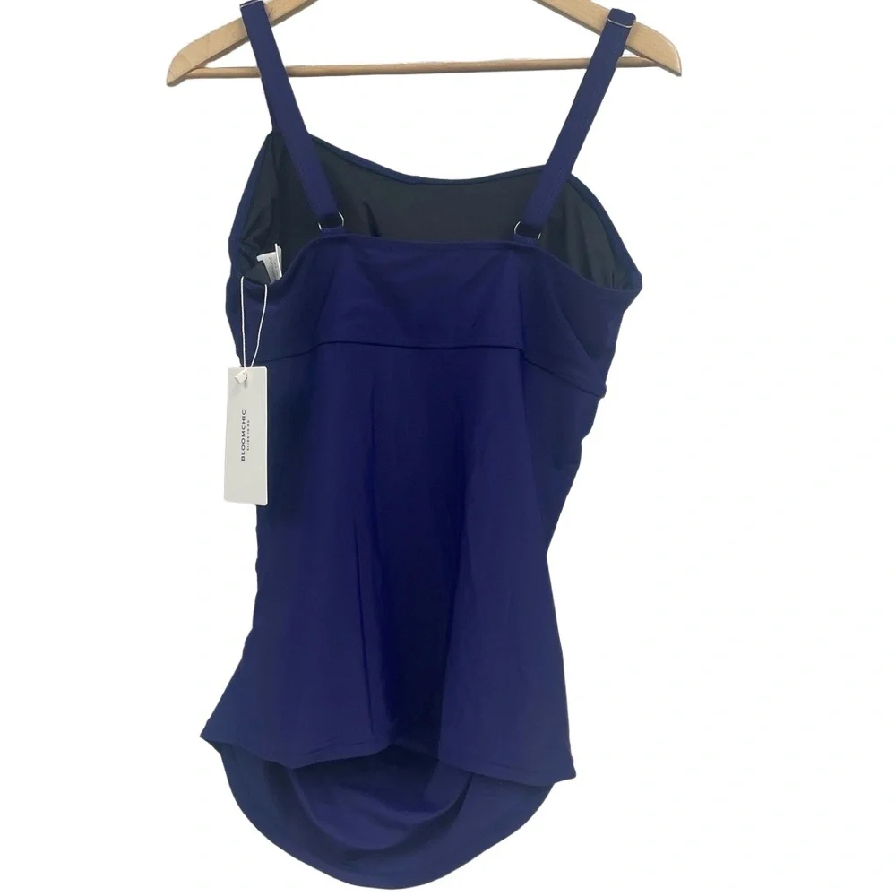 NWT BloomChic Deep Purple Ruched Adjustable Strap Tankini Top Swimsuit 14-16 xxl